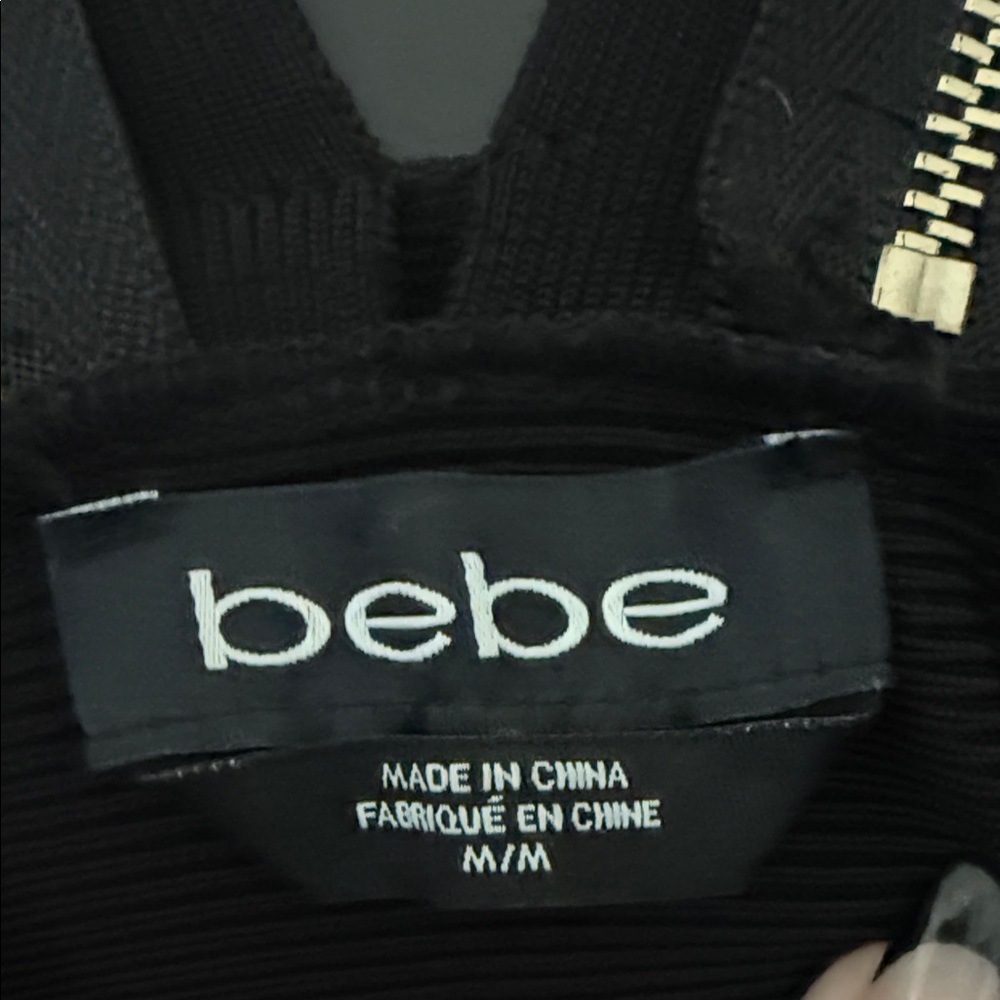 bebe Black bodycon Dress with Gold Zippers - Picture 3 of 3